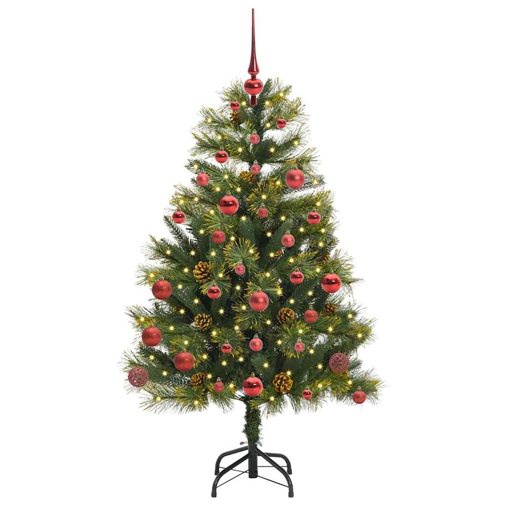 Vidaxl kunstmatige scharnier kerstboom met cones groen 150 cm