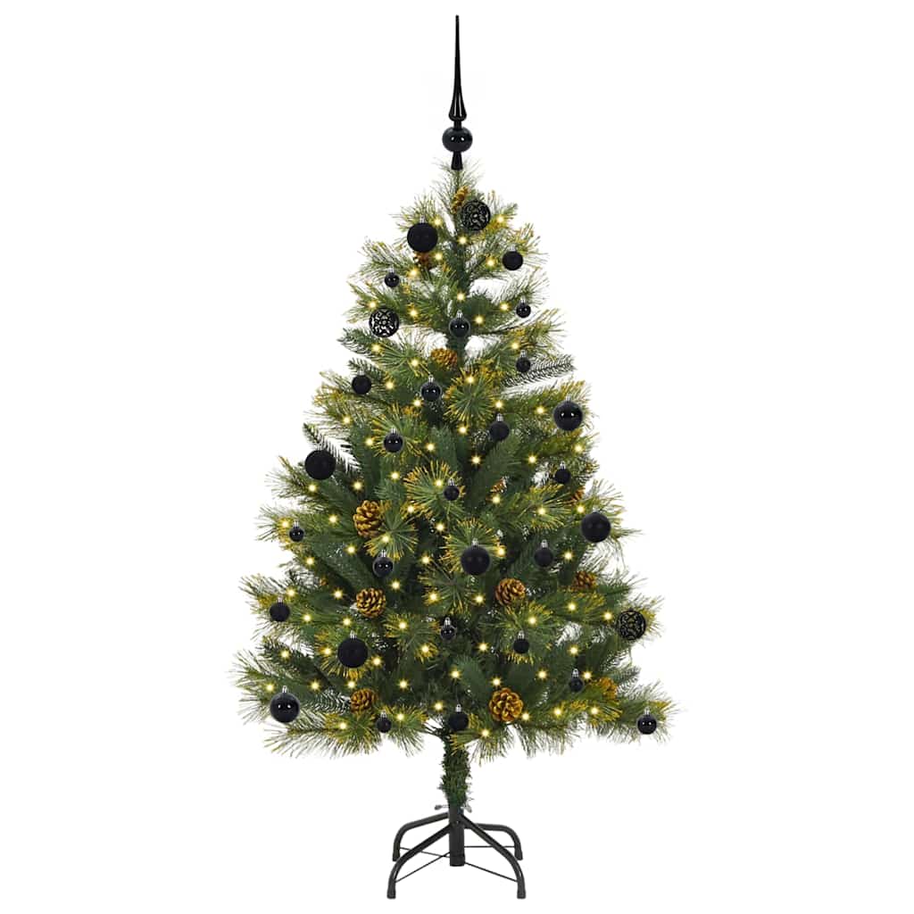 Vidaxl kunstmatige scharnier kerstboom met cones groen 150 cm