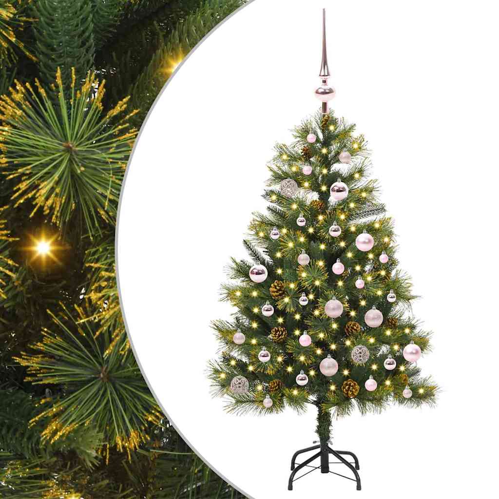 Vidaxl kunstmatige scharnier kerstboom met cones groen 150 cm