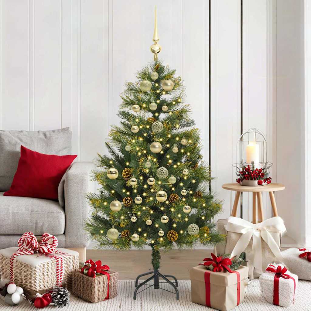 Vidaxl kunstmatige scharnier kerstboom met cones groen 150 cm