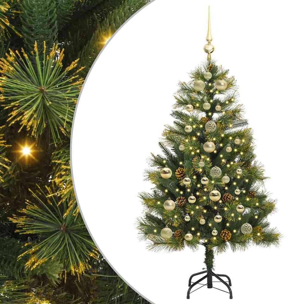 Vidaxl kunstmatige scharnier kerstboom met cones groen 150 cm
