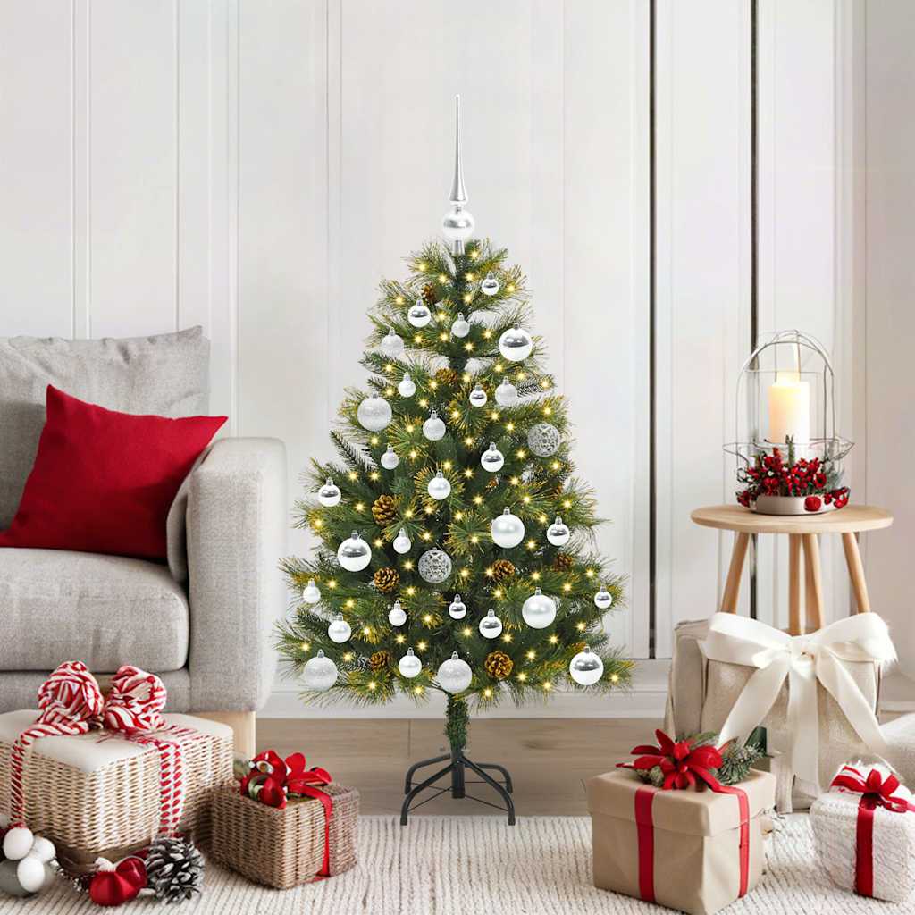 Vidaxl kunstmatige scharnier kerstboom met cones groen 150 cm