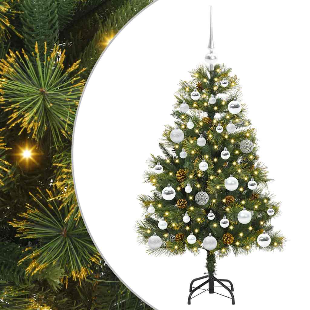 Vidaxl kunstmatige scharnier kerstboom met cones groen 150 cm