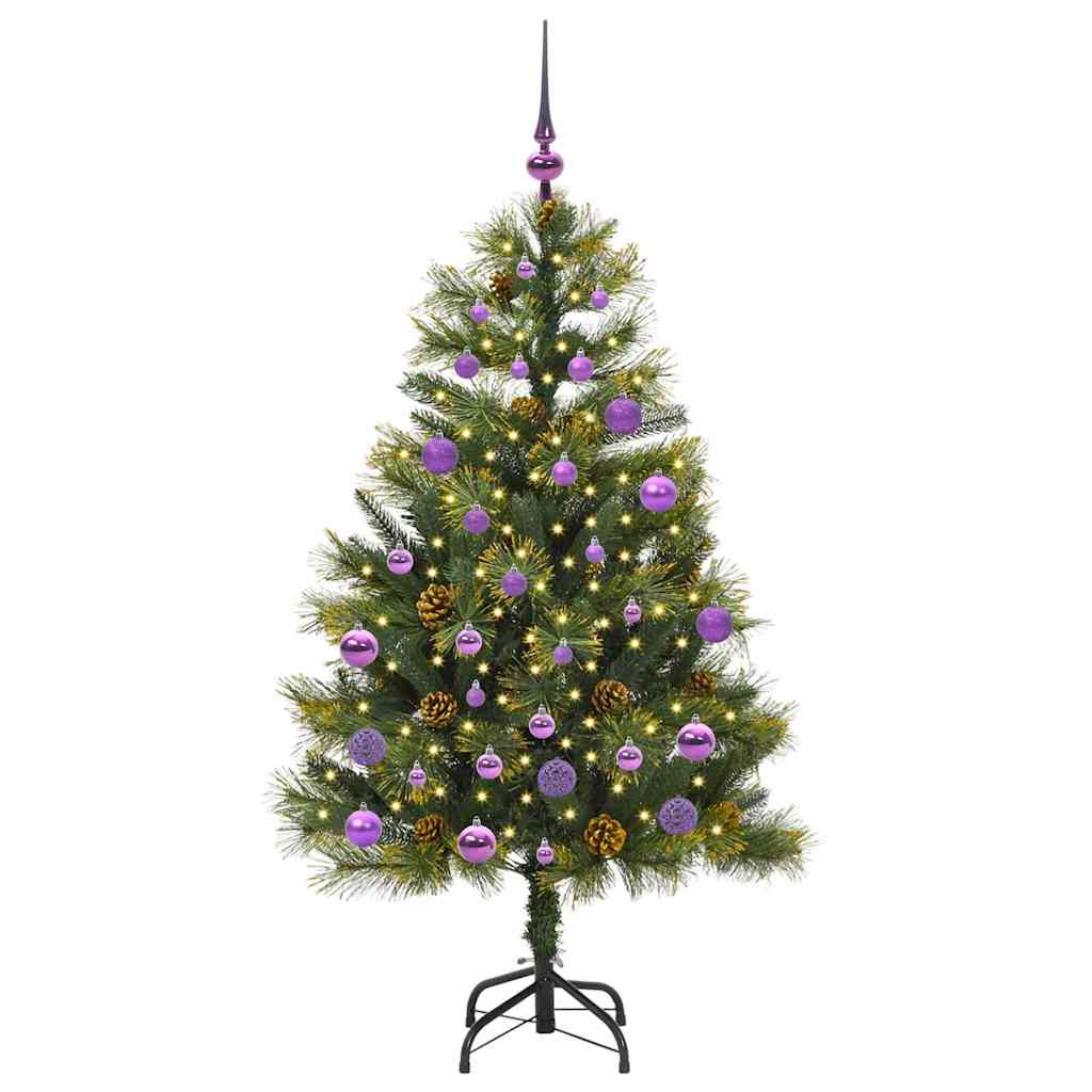 Vidaxl kunstmatige scharnier kerstboom met cones groen 150 cm