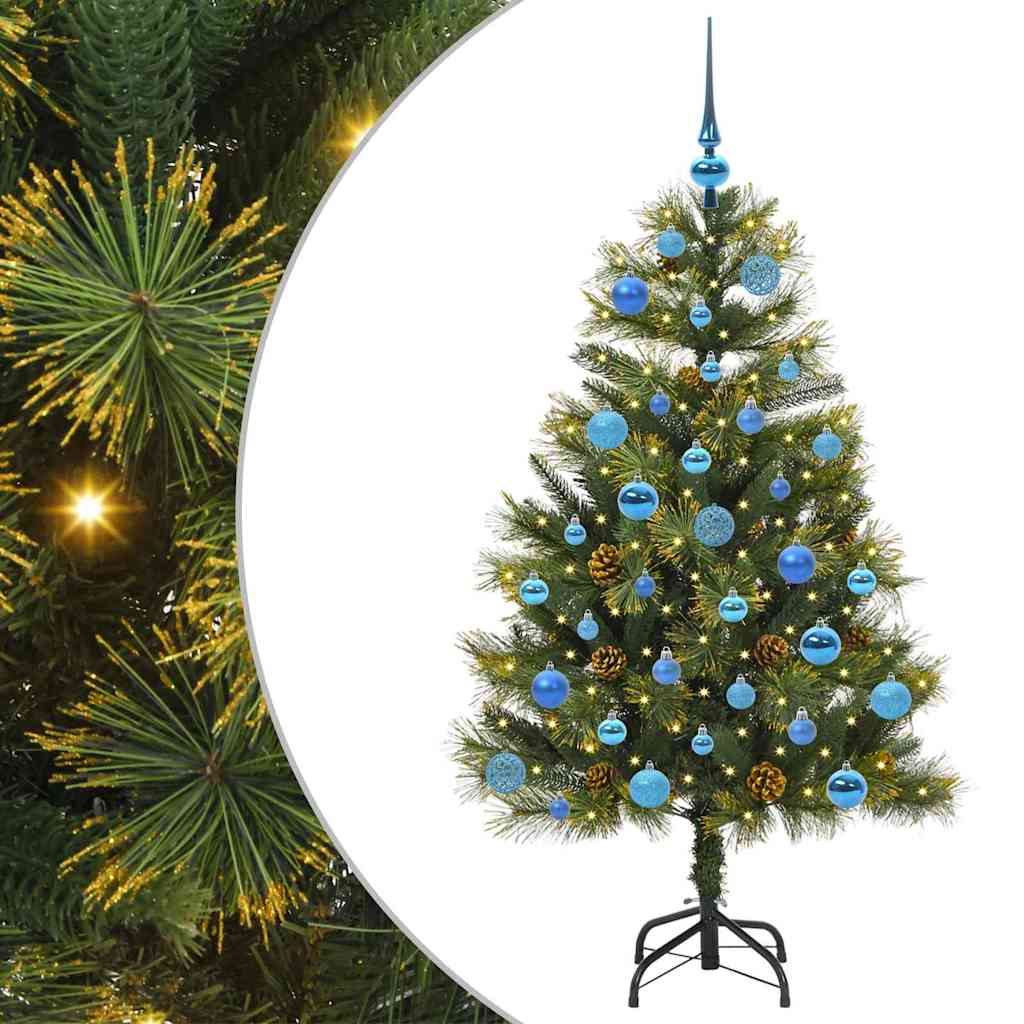 Vidaxl kunstmatige scharnier kerstboom met cones groen 150 cm