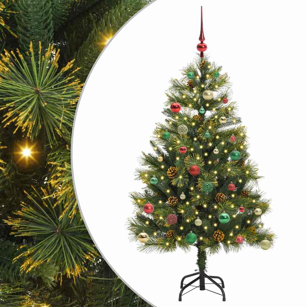 Vidaxl kunstmatige scharnier kerstboom met cones groen 150 cm