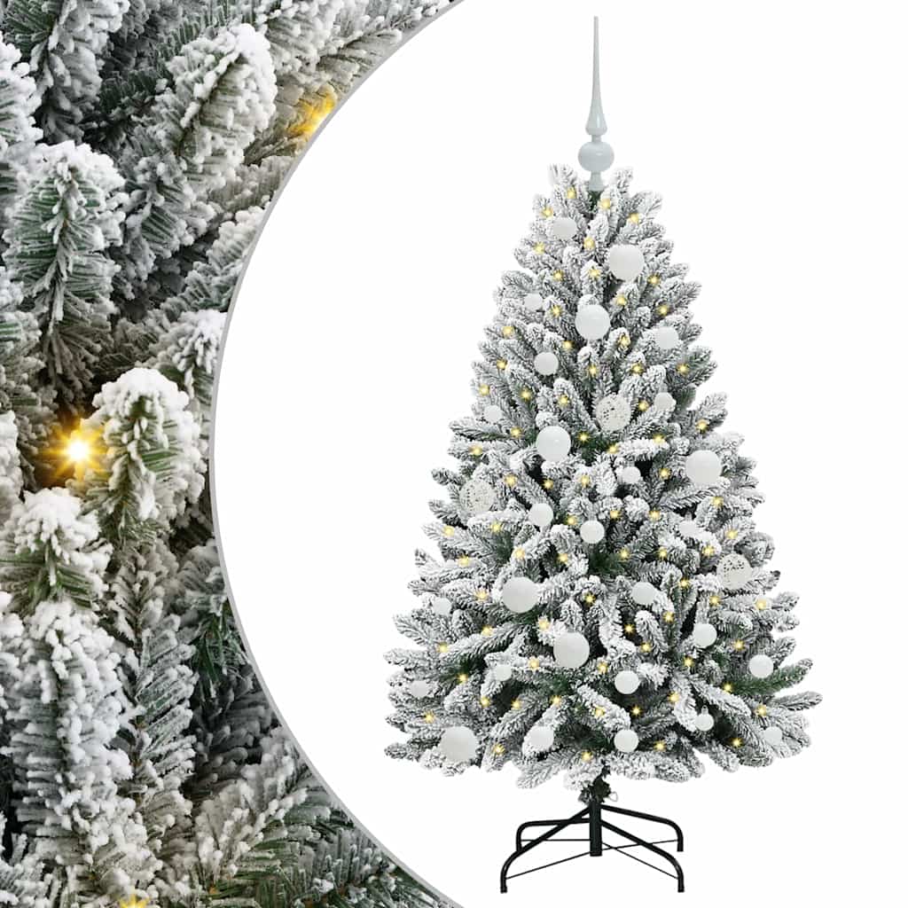 Vidaxl kunstkerstboom met 150 led groen en wit 120 cm pvc en metaal
