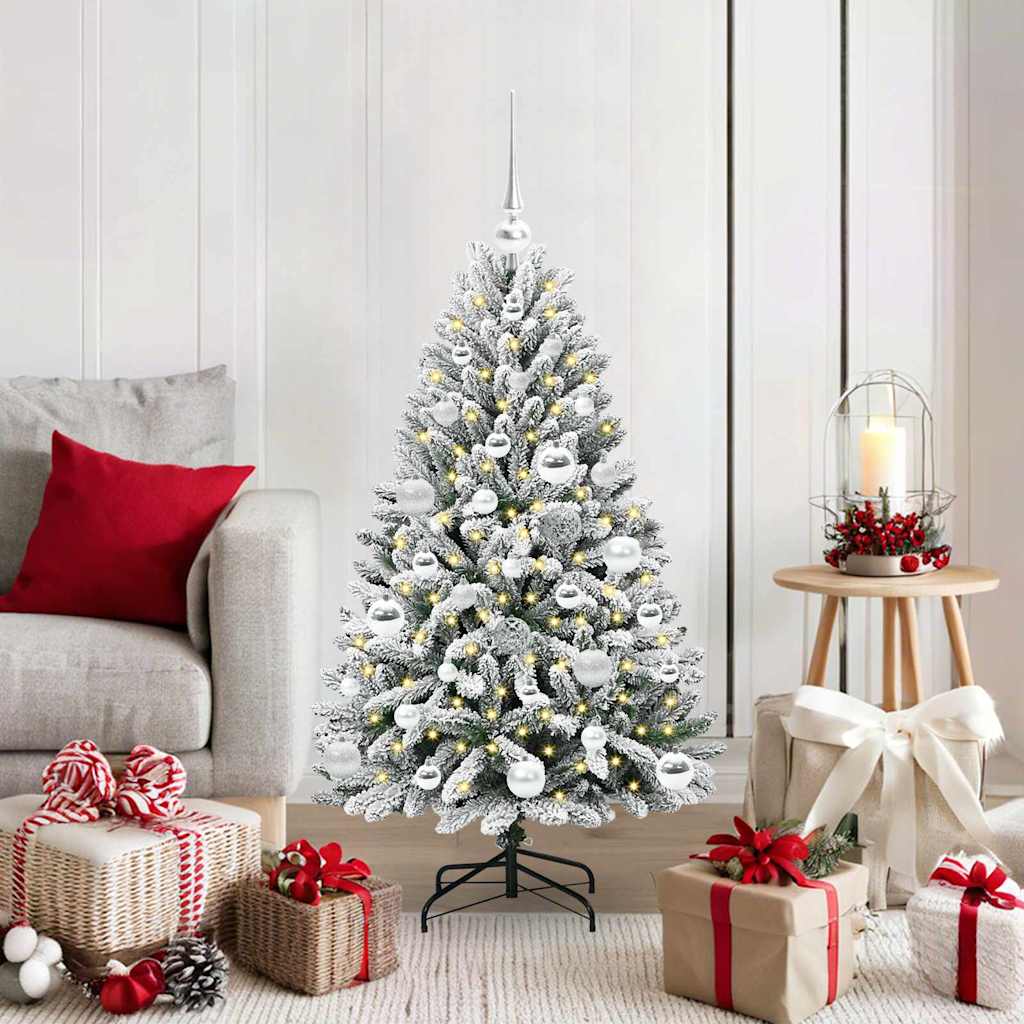 Vidaxl kunstkerstboom met 150 led groen en wit 120 cm pvc en metaal