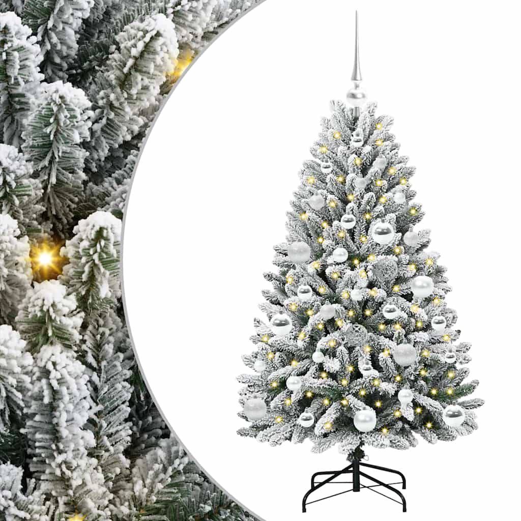 Vidaxl kunstkerstboom met 150 led groen en wit 120 cm pvc en metaal