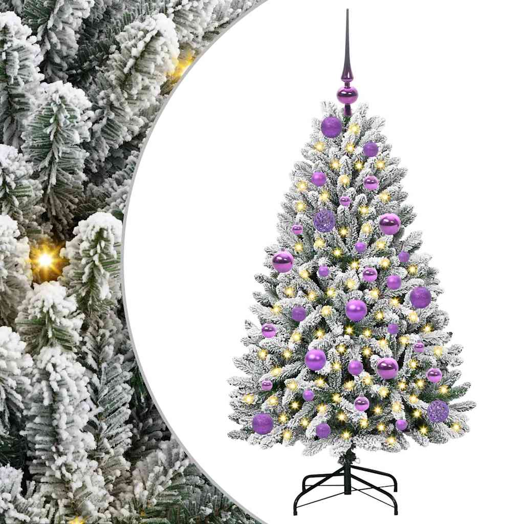 Vidaxl kunstkerstboom met 150 led groen en wit 120 cm pvc en metaal