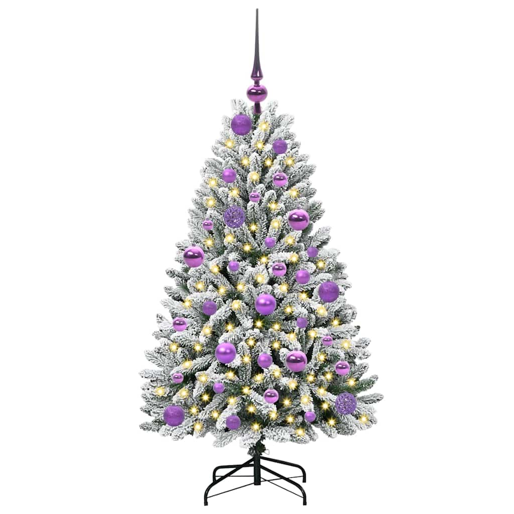 Vidaxl kunstkerstboom met 150 led groen en wit 120 cm pvc en metaal