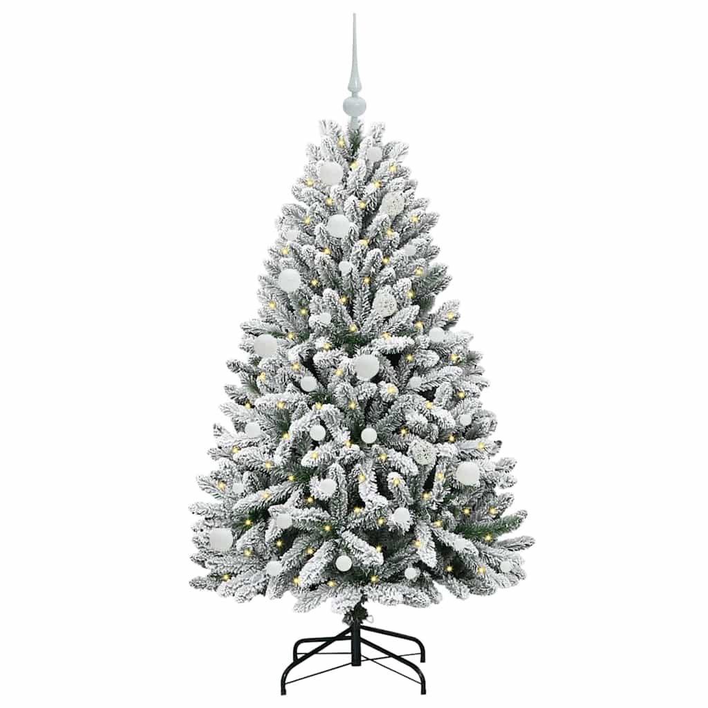 Vidaxl kunstkerstboom met 150 led groen en wit 150 cm pvc en metaal