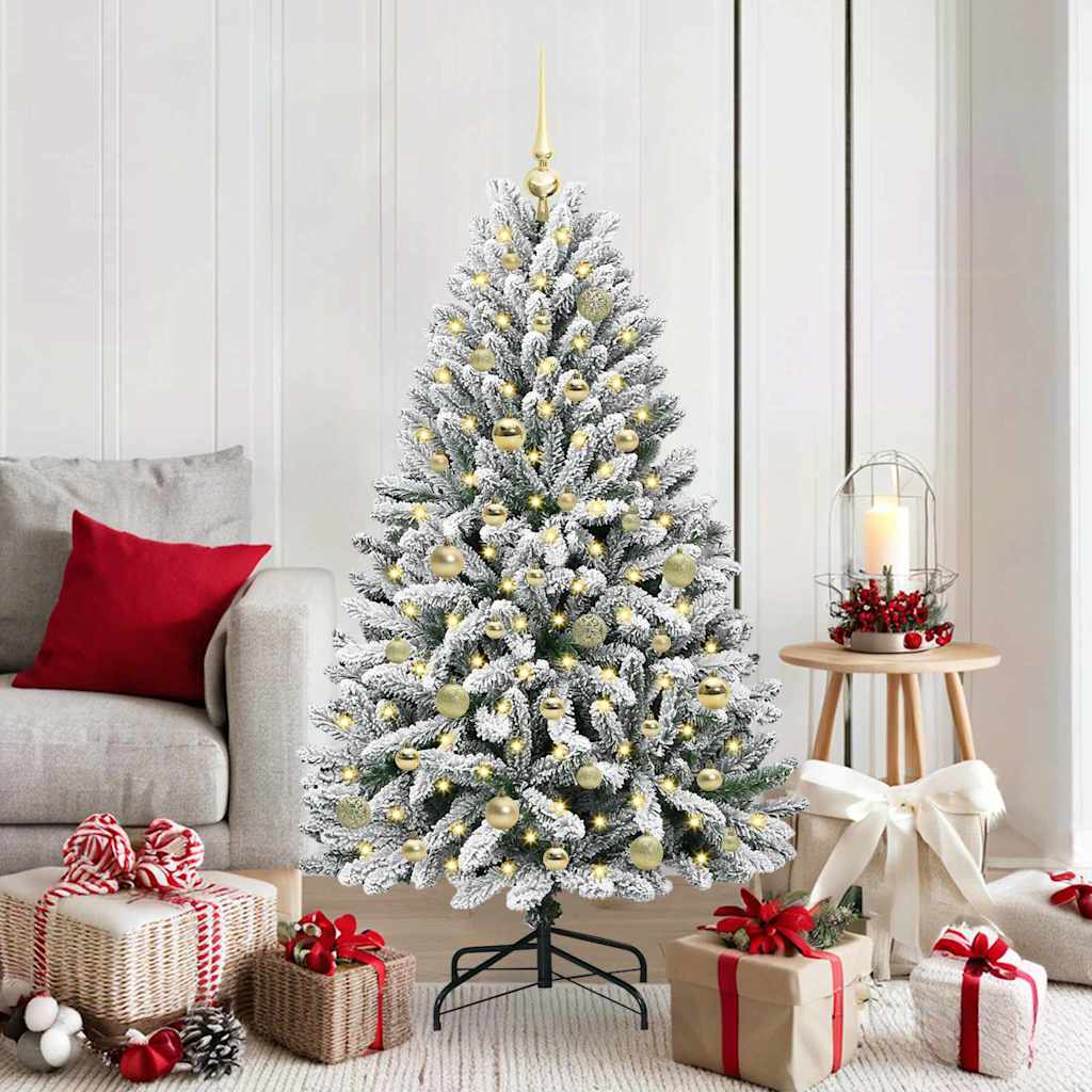 Vidaxl kunstkerstboom met 150 led groen en wit 150 cm pvc en metaal
