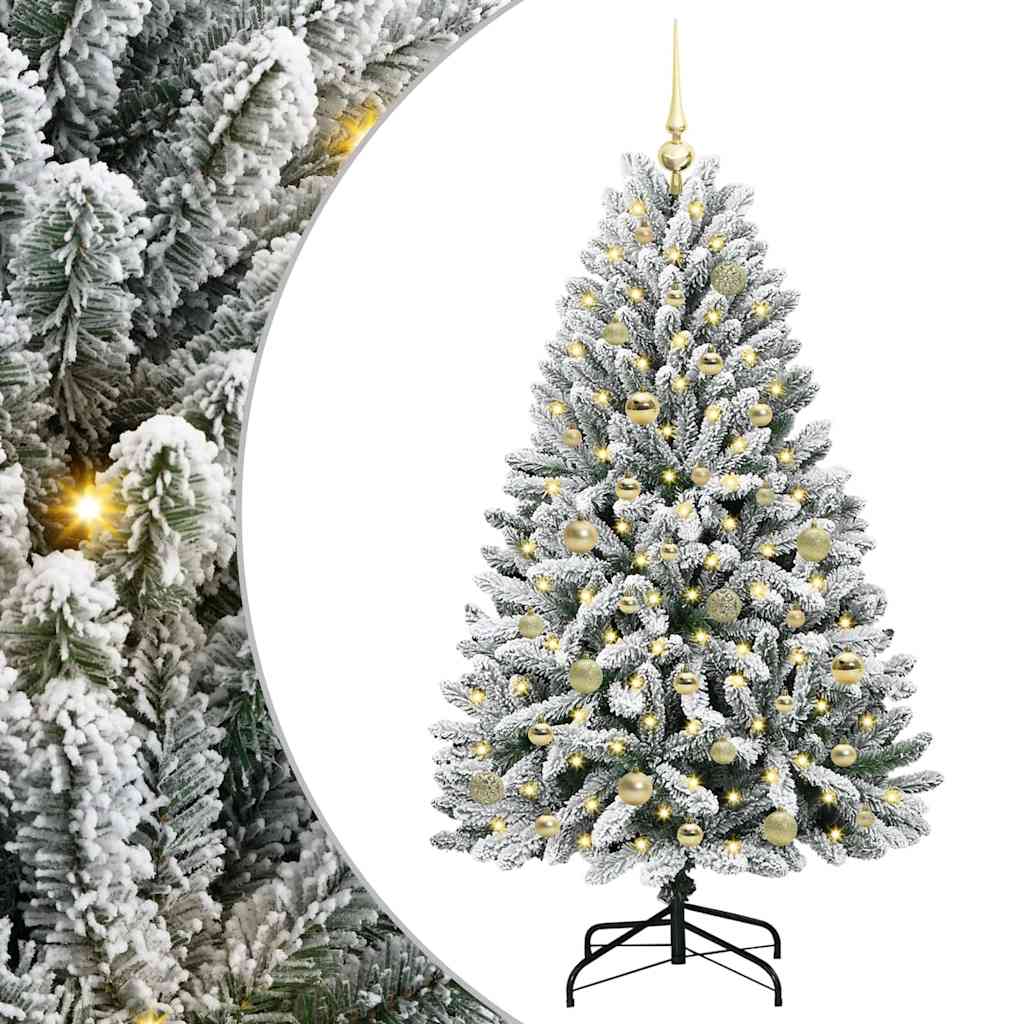 Vidaxl kunstkerstboom met 150 led groen en wit 150 cm pvc en metaal