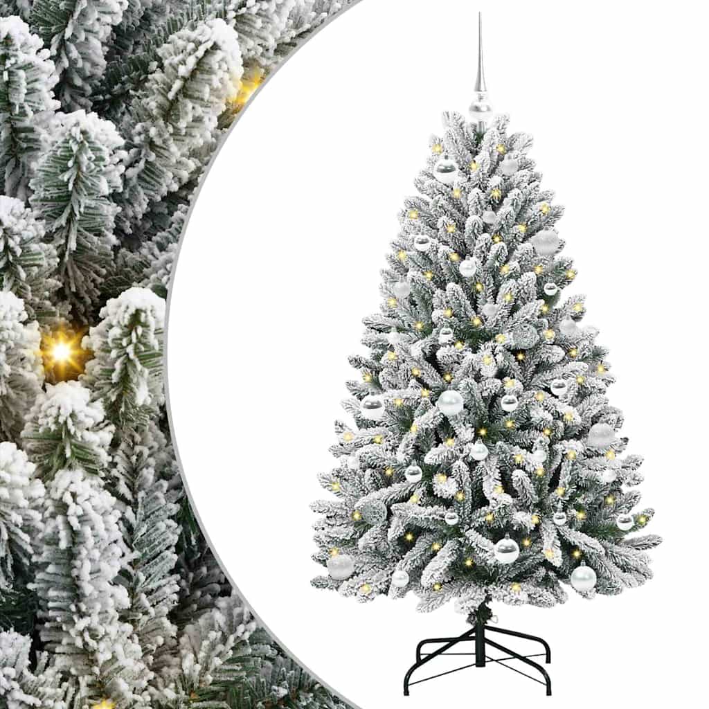 Vidaxl kunstkerstboom met 150 led groen en wit 150 cm pvc en metaal