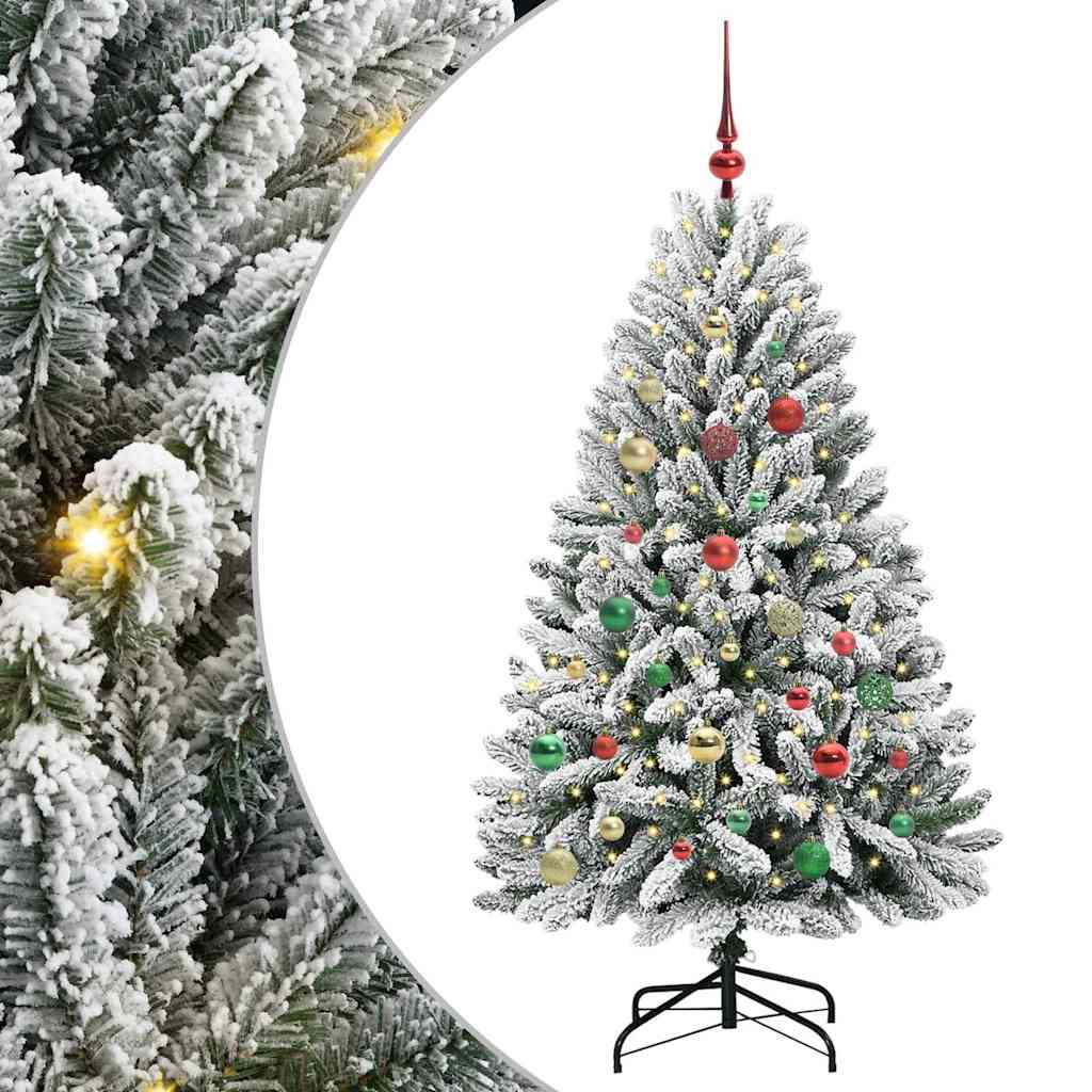 Vidaxl kunstkerstboom met 150 led groen en wit 150 cm pvc en metaal
