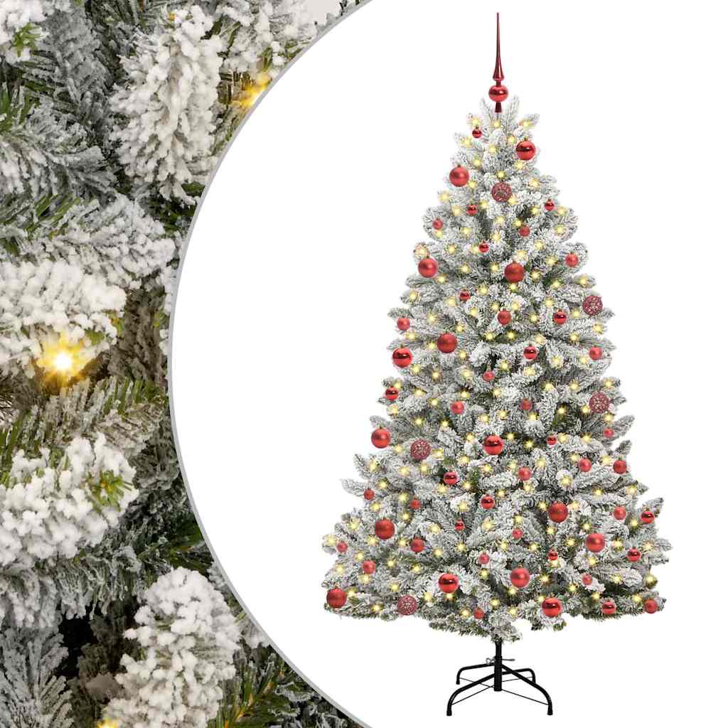 Vidaxl kunstkerstboom met 300 led groen en wit 180 cm pvc en metaal