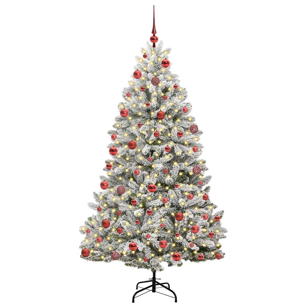 Vidaxl kunstkerstboom met 300 led groen en wit 180 cm pvc en metaal