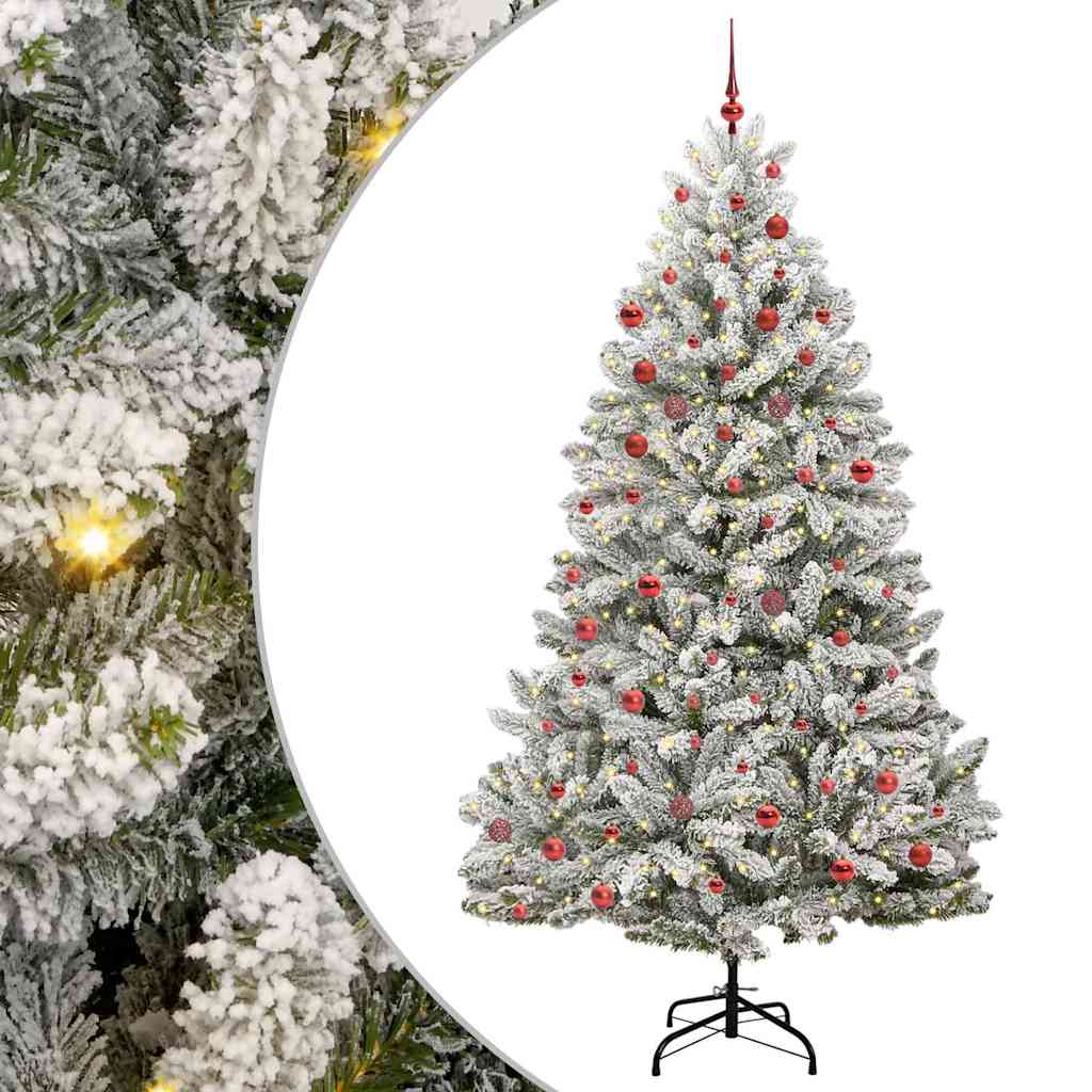Vidaxl kunstkerstboom met 300 led groen en wit 210 cm pvc en metaal