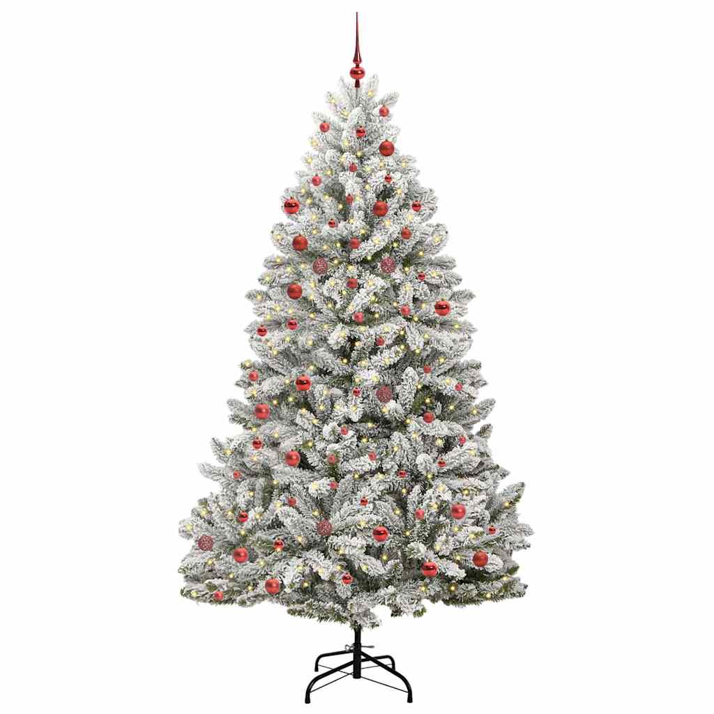 Vidaxl kunstkerstboom met 300 led groen en wit 210 cm pvc en metaal