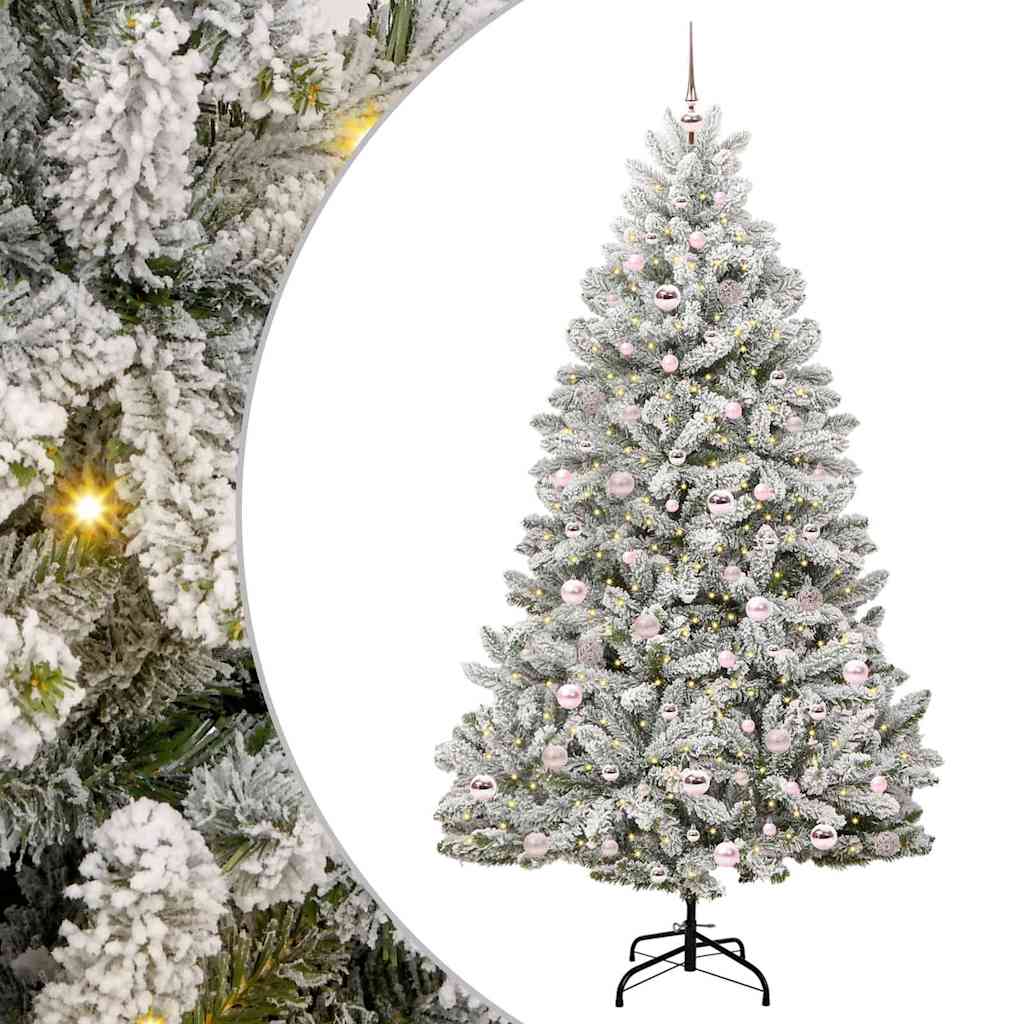 Vidaxl kunstkerstboom met 300 led groen en wit 210 cm pvc en metaal