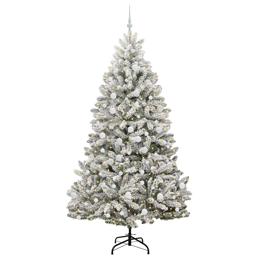 Vidaxl kunstkerstboom met 300 led groen en wit 210 cm pvc en metaal