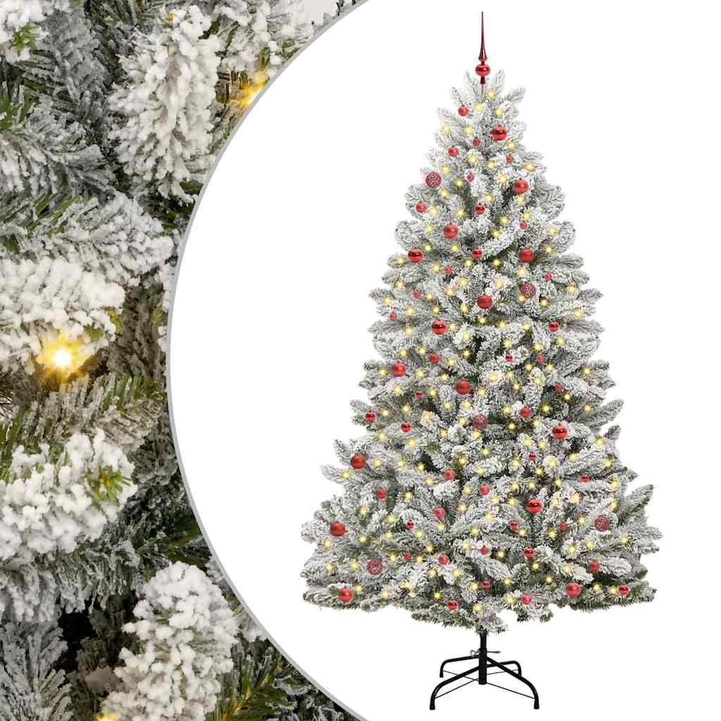 Vidaxl kunstkerstboom met 300 led groen en wit 270 cm pvc en metaal