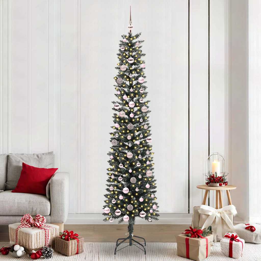 Vidaxl kunstkerstboom met 300 led groen 240 cm pvc en plastic en staal