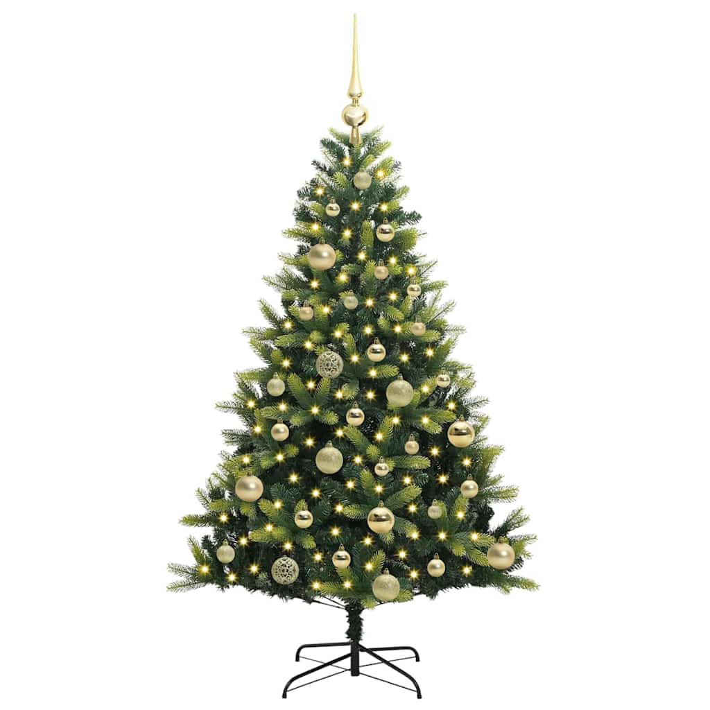 Vidaxl kunstkerstboom met scharnier 150 leds groen 120 cm pvc en pe