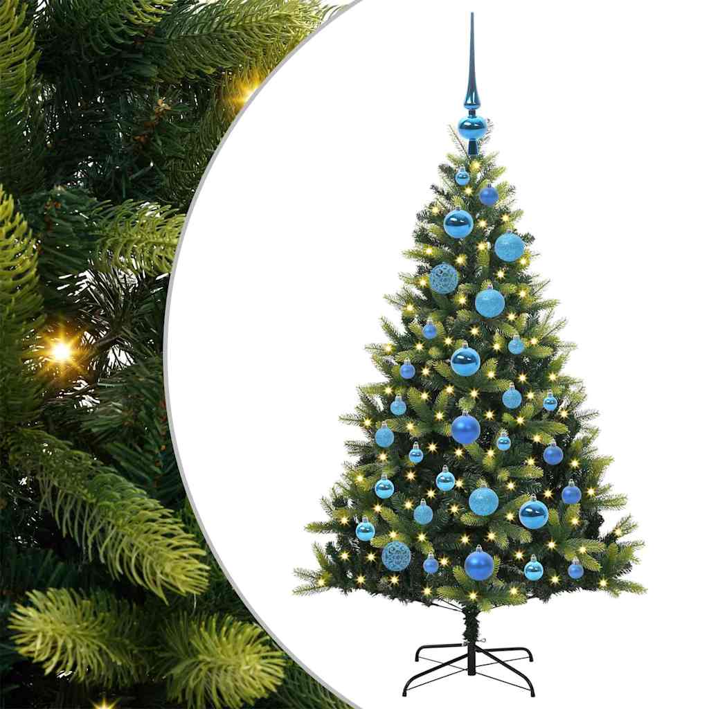 Vidaxl kunstkerstboom met scharnier 150 leds groen 120 cm pvc en pe