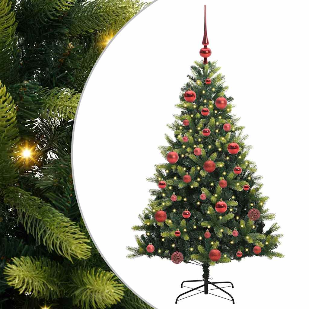 Vidaxl kunstkerstboom met scharnier 150 leds groen 150 cm pvc en pe