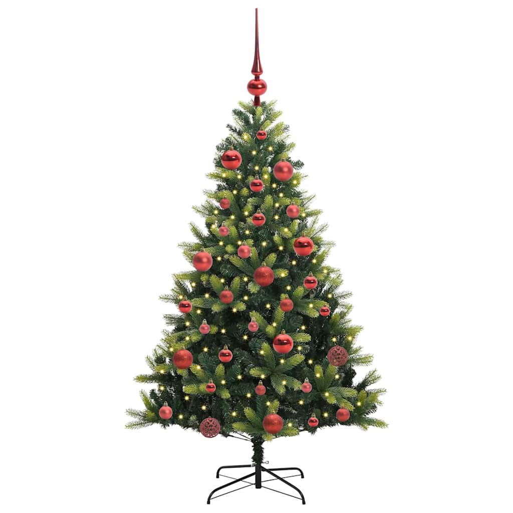 Vidaxl kunstkerstboom met scharnier 150 leds groen 150 cm pvc en pe