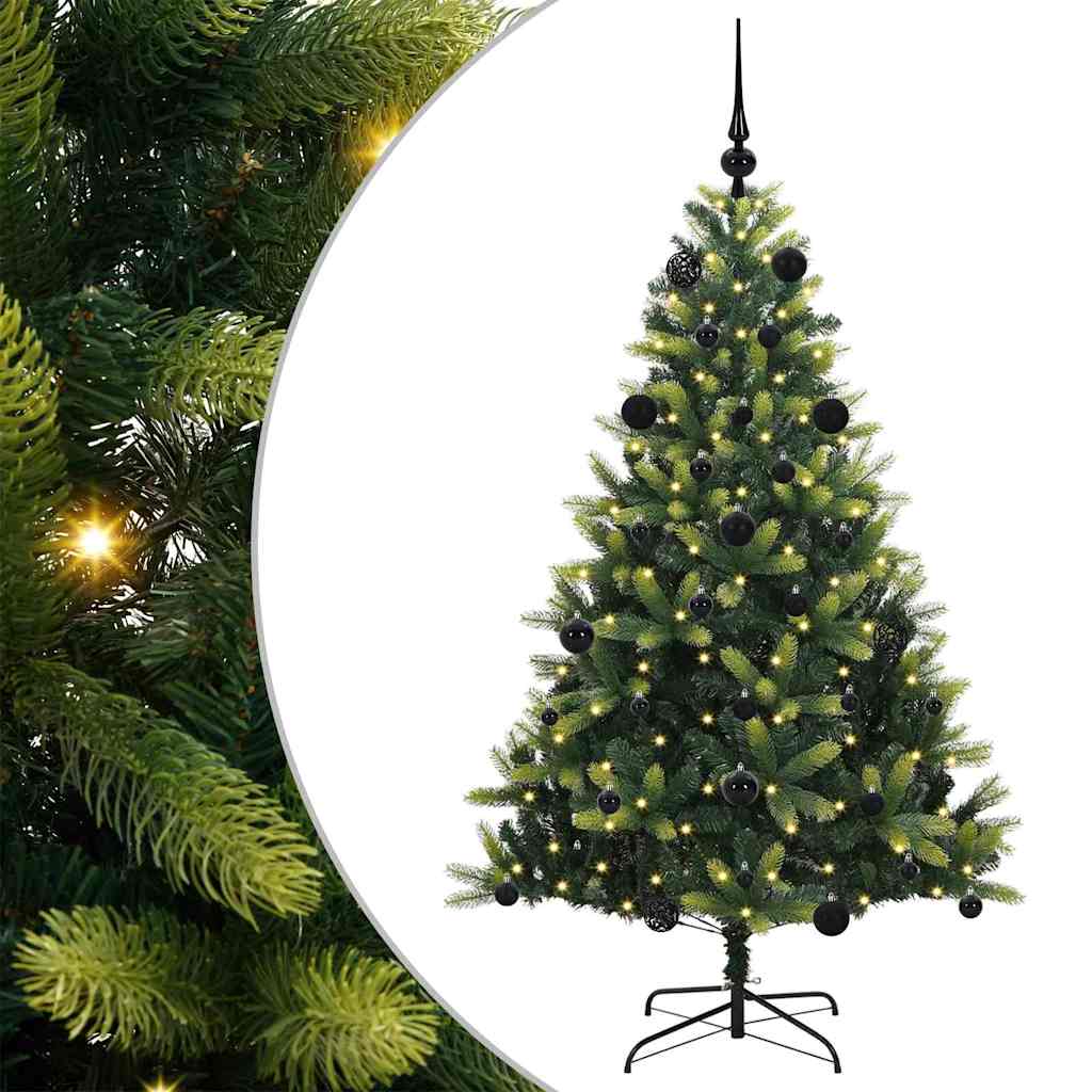 Vidaxl kunstkerstboom met scharnier 150 leds groen 150 cm pvc en pe