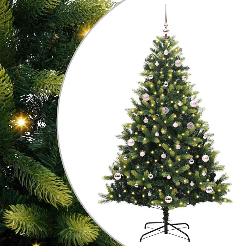 Vidaxl kunstkerstboom met scharnier 150 leds groen 150 cm pvc en pe