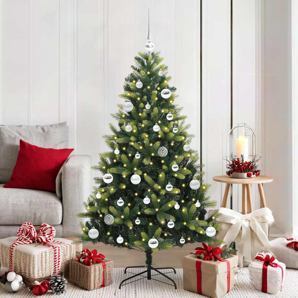 Vidaxl kunstkerstboom met scharnier 150 leds groen 150 cm pvc en pe