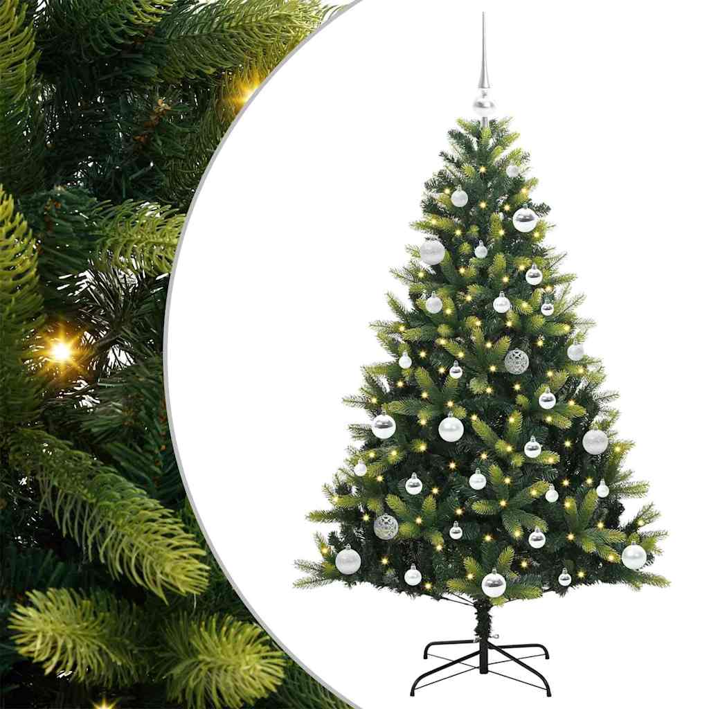 Vidaxl kunstkerstboom met scharnier 150 leds groen 150 cm pvc en pe