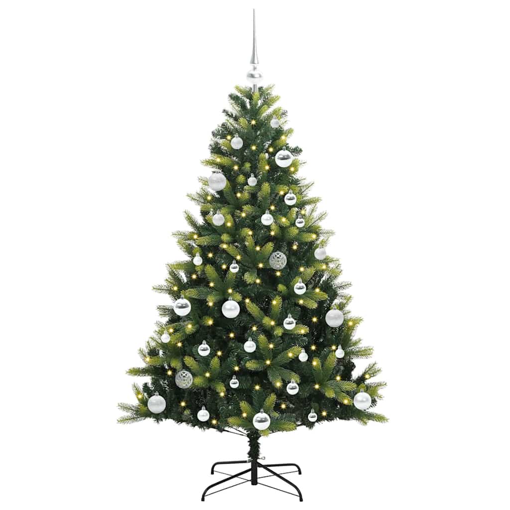 Vidaxl kunstkerstboom met scharnier 150 leds groen 150 cm pvc en pe
