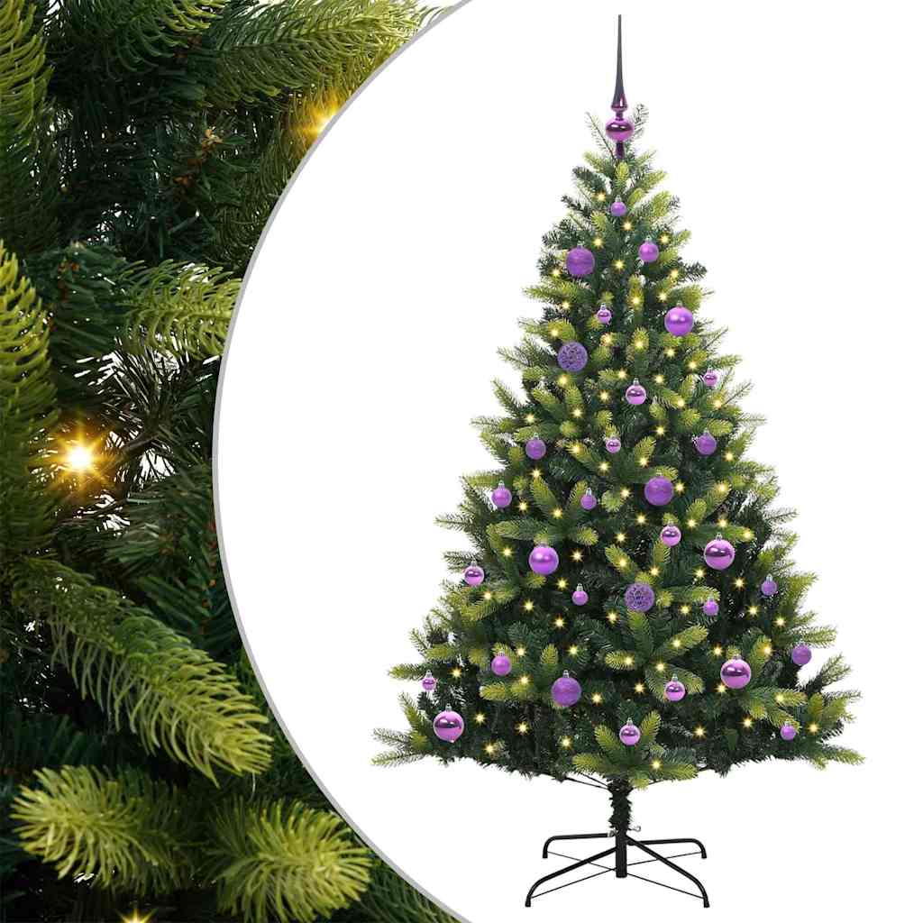Vidaxl kunstkerstboom met scharnier 150 leds groen 150 cm pvc en pe