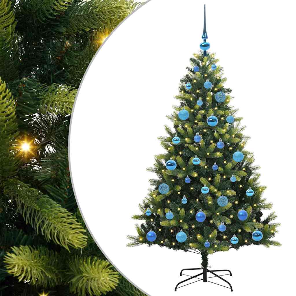 Vidaxl kunstkerstboom met scharnier 150 leds groen 150 cm pvc en pe