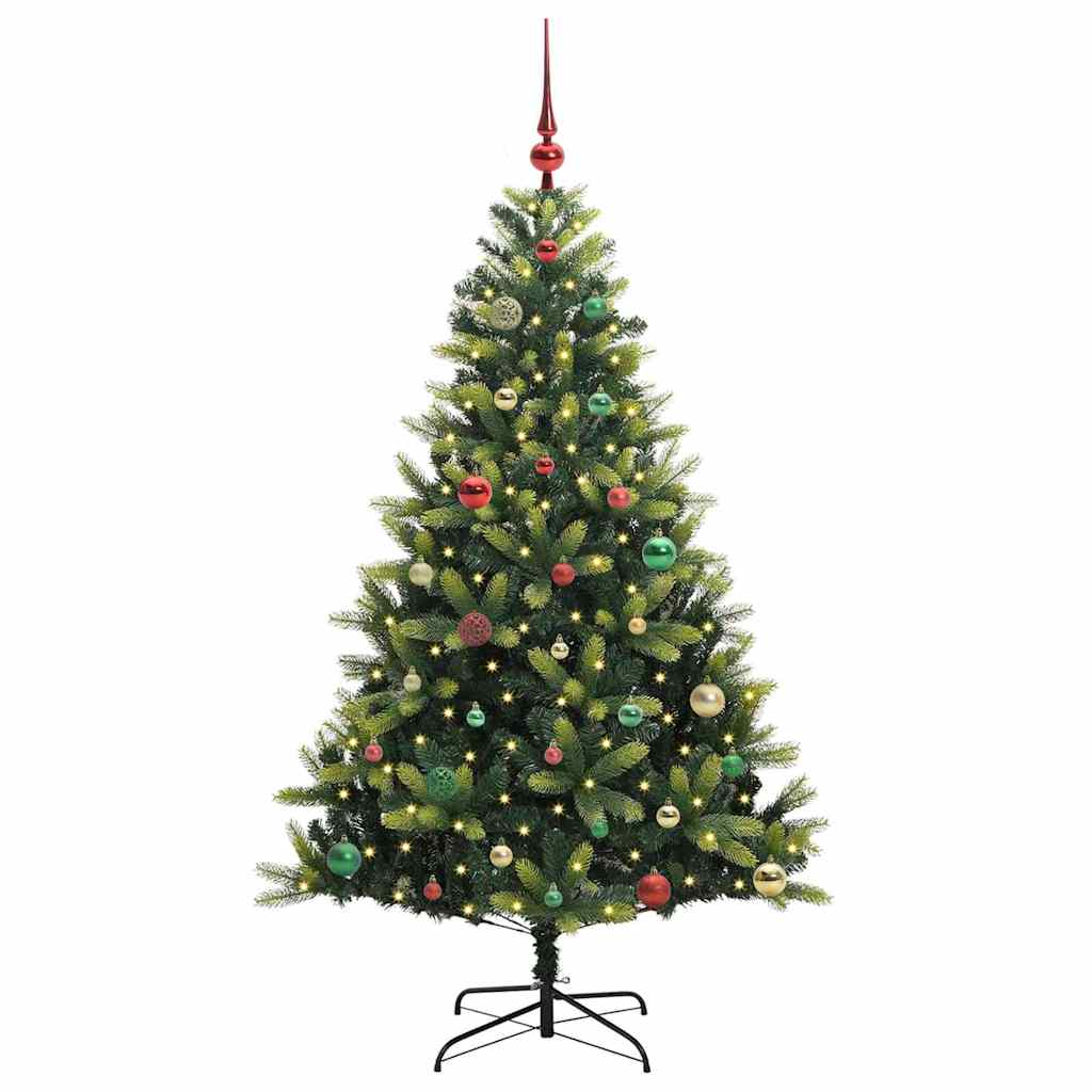 Vidaxl kunstkerstboom met scharnier 150 leds groen 150 cm pvc en pe