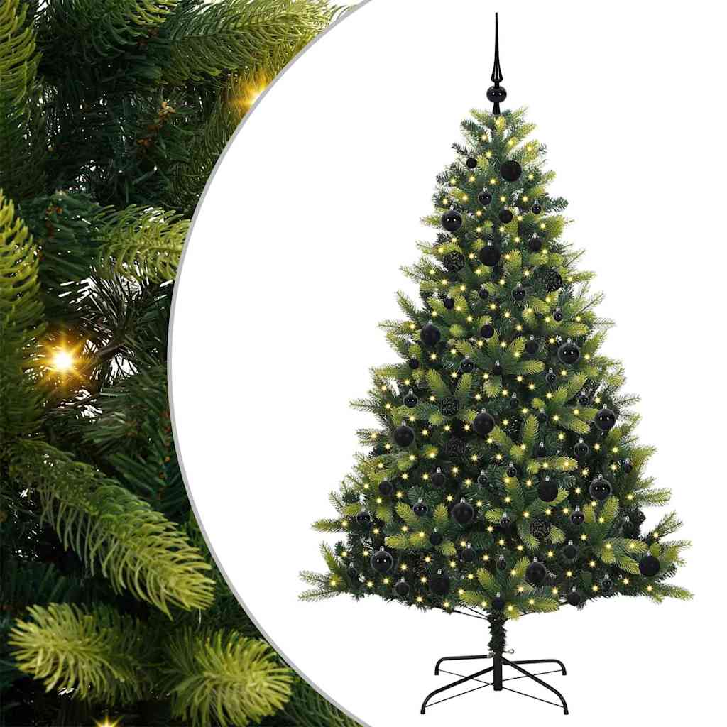 Vidaxl kunstkerstboom met scharnier 300 leds groen 180 cm pvc en pe