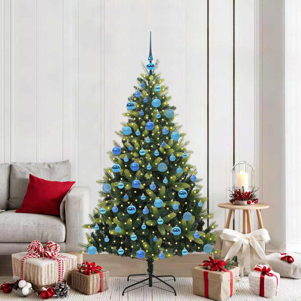 Vidaxl kunstkerstboom met scharnier 300 leds groen 180 cm pvc en pe