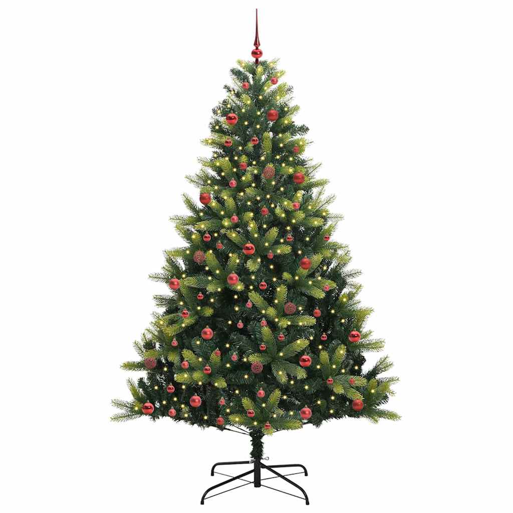 Vidaxl kunstkerstboom met scharnier 300 leds groen 210 cm pvc en pe