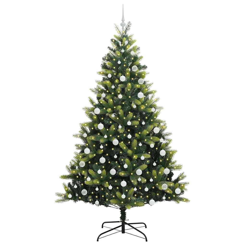 Vidaxl kunstkerstboom met scharnier 300 leds groen 210 cm pvc en pe