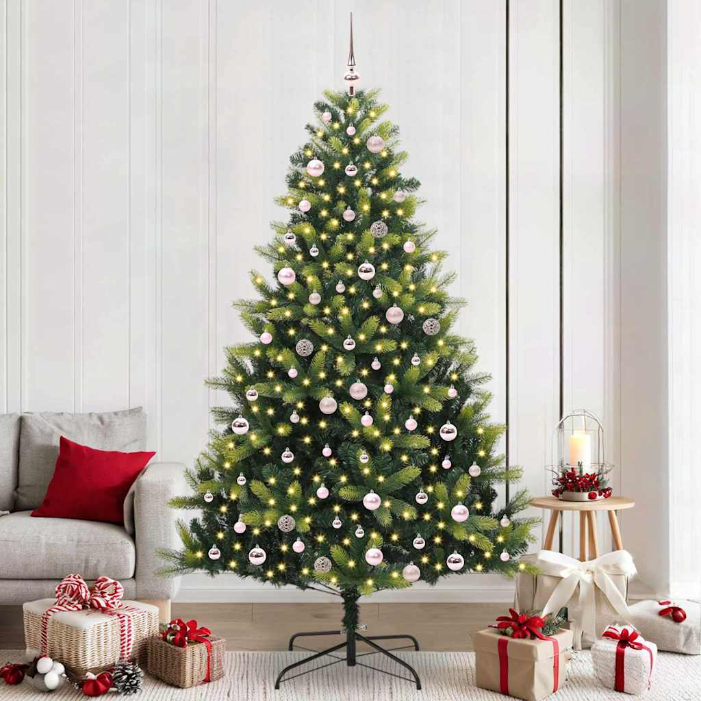 Vidaxl kunstkerstboom met scharnier 300 leds groen 240 cm pvc en pe
