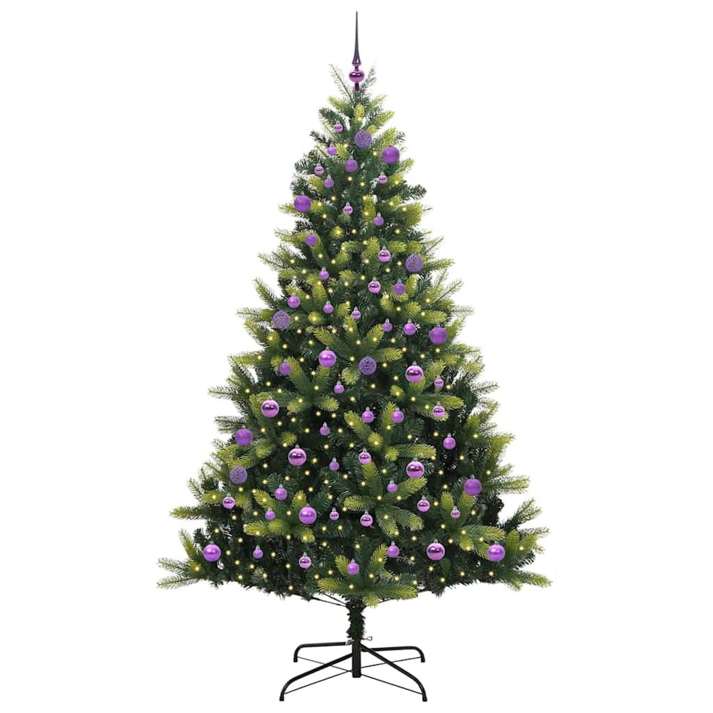 Vidaxl kunstkerstboom met scharnier 300 leds groen 240 cm pvc en pe