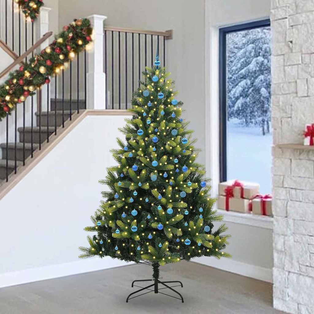 Vidaxl kunstkerstboom met scharnier 300 leds groen 240 cm pvc en pe