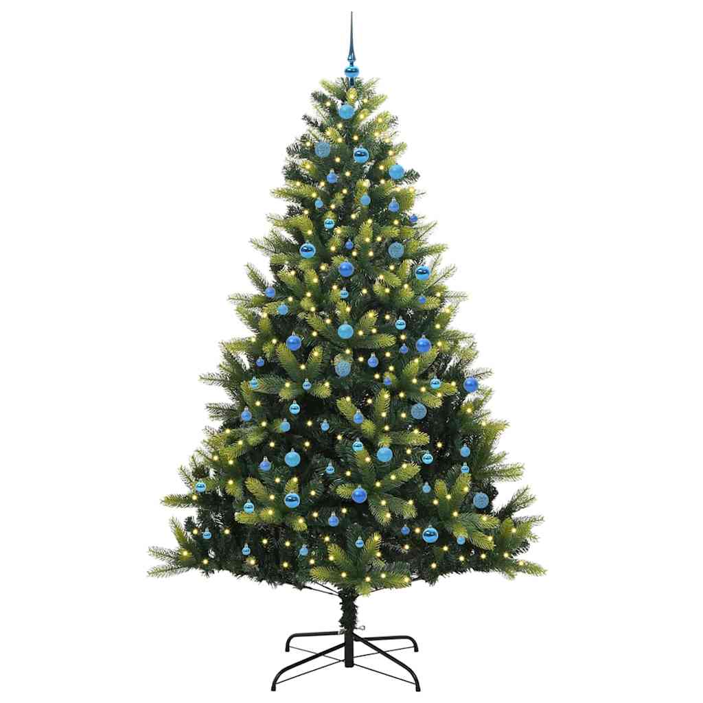 Vidaxl kunstkerstboom met scharnier 300 leds groen 240 cm pvc en pe