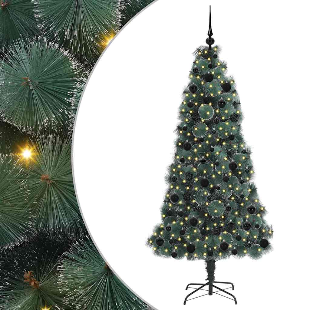Vidaxl kunst kerstboom met verlichting en bal set groen 180 cm pet