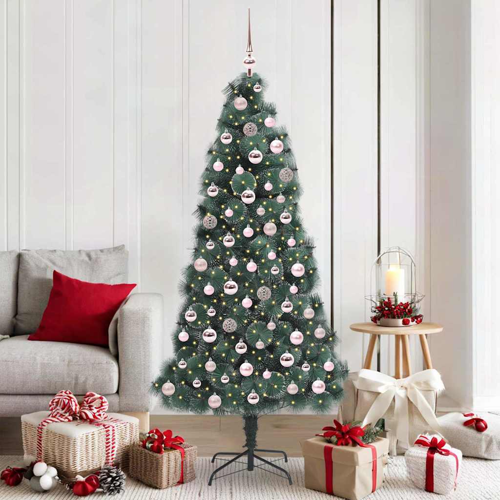 Vidaxl kunstkerstboom met verlichting en ballenset groen 180 cm pet